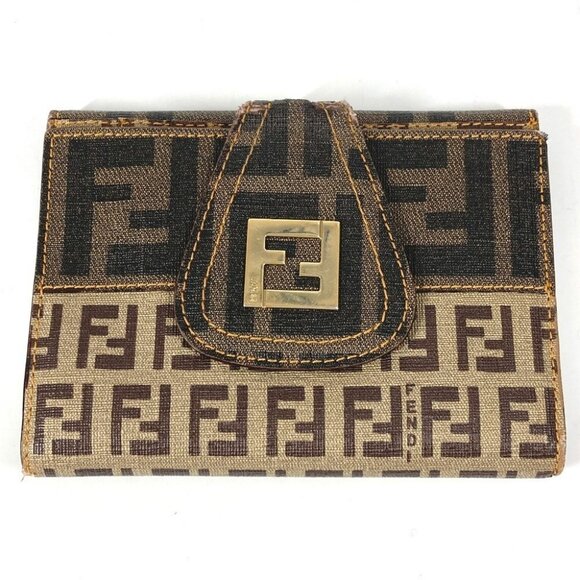 Fendi Handbags - FENDI Zucca logo Zucchino Compact wallet Folded wallet Leather/PVC Brown/Beige